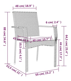 7-delige Tuinset met kussens poly rattan zwart en grijs