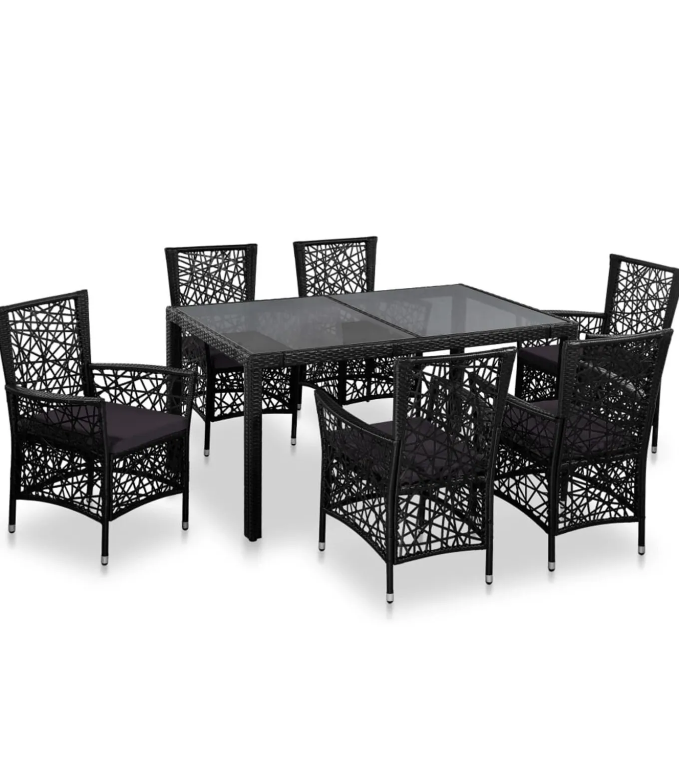 7-delige Tuinset poly rattan zwart