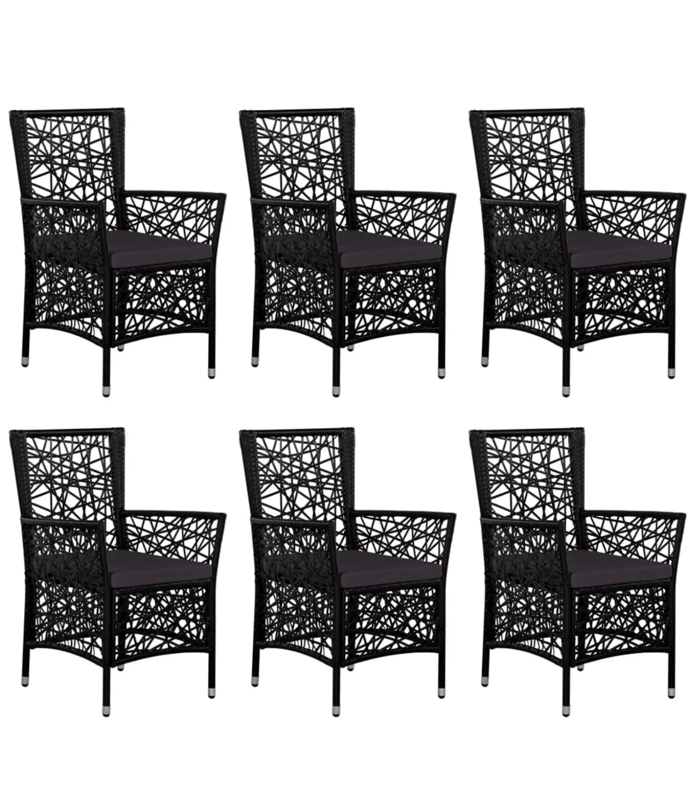 7-delige Tuinset poly rattan zwart