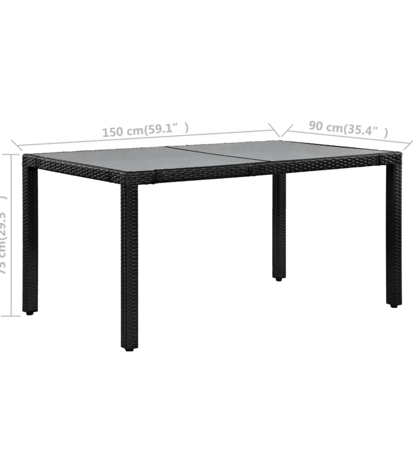 7-delige Tuinset poly rattan zwart