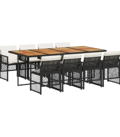 9-delige Tuinset poly rattan zwart