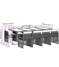 9-delige Tuinset poly rattan zwart