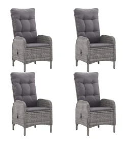 5-delige Tuinset poly rattan en glas grijs