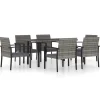 7-delige Tuinset poly rattan grijs