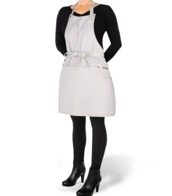 Denim - Hoogwaardig - Indigo jeans - Barbecue - BBQ - Keukenschort - 5 zakken - Wit/Goud