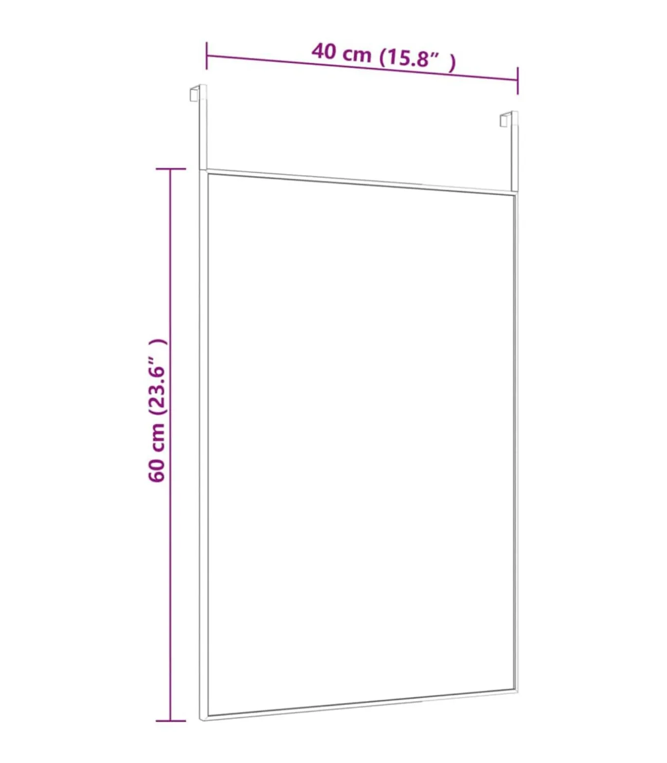 Deurspiegel 40x60 cm glas en aluminium zwart