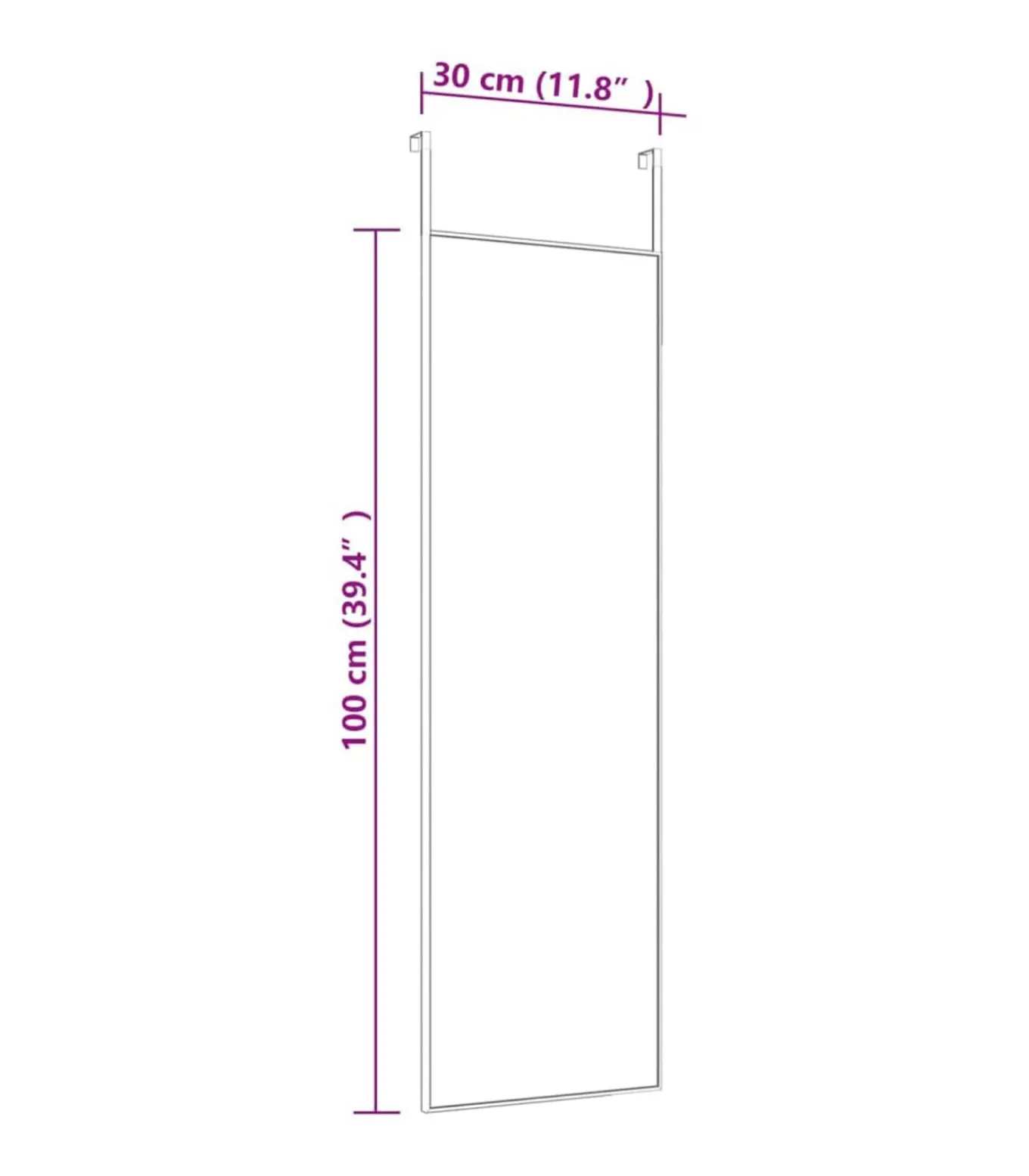 Deurspiegel 30x100 cm glas en aluminium goudkleurig