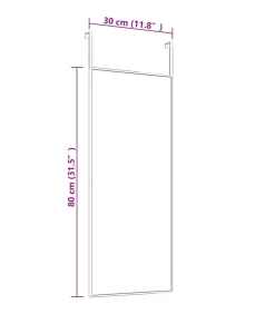 Deurspiegel 30x80 cm glas en aluminium goudkleurig