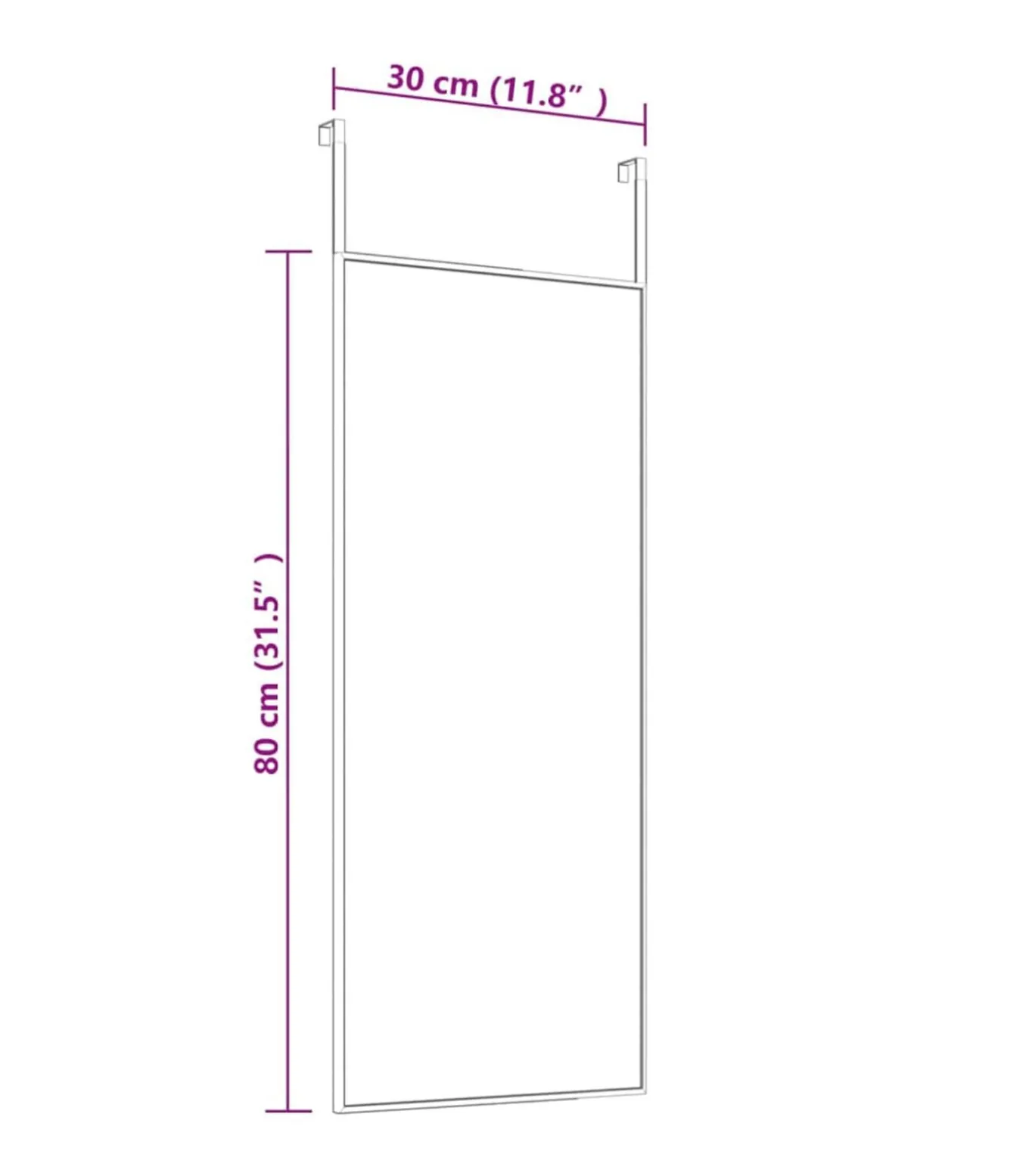 Deurspiegel 30x80 cm glas en aluminium goudkleurig