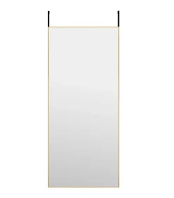 Deurspiegel 40x100 cm glas en aluminium goudkleurig