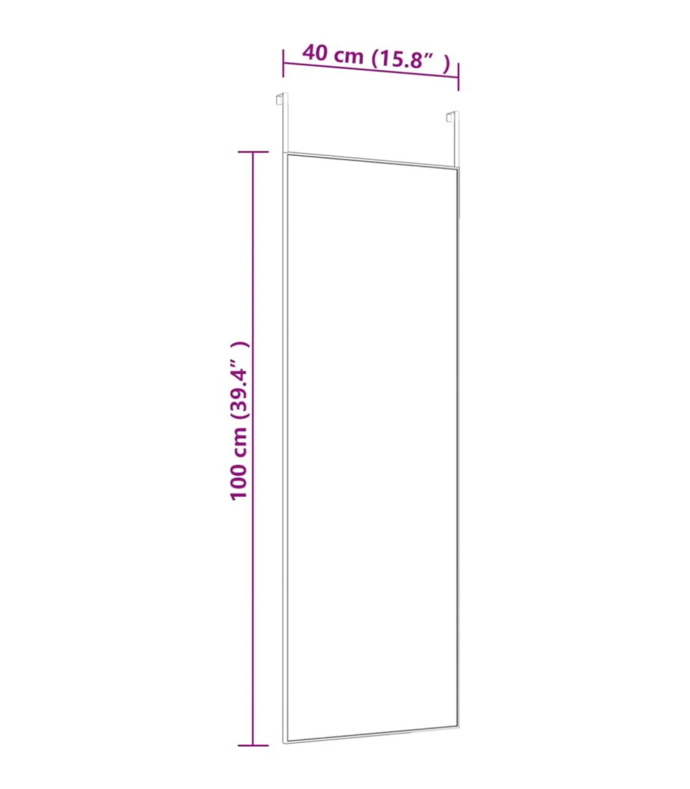 Deurspiegel 40x100 cm glas en aluminium goudkleurig