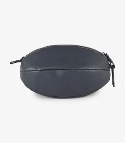 Donkerblauw lederen ovale kast