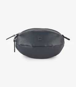 Donkerblauw lederen ovale kast