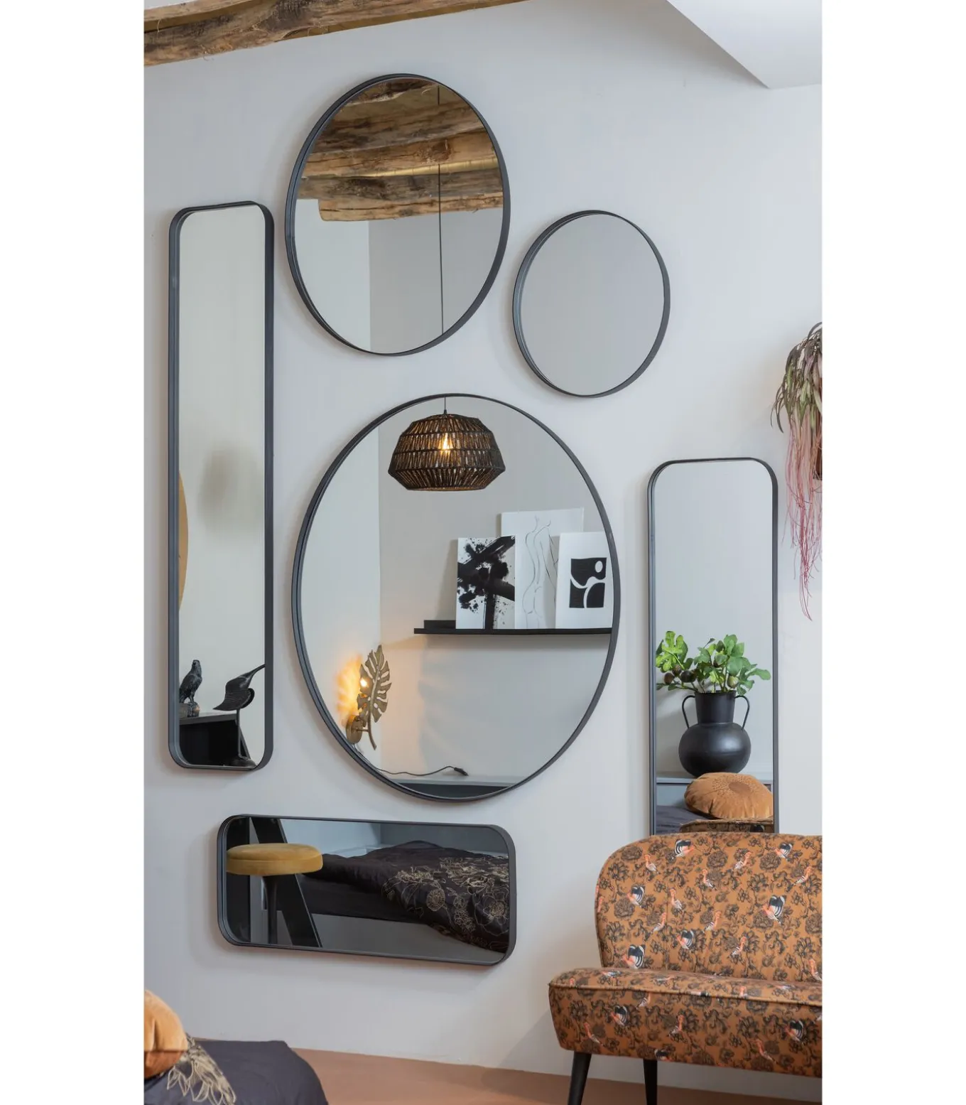 Doutzen Spiegel - Metaal - Zwart - 170x40x5