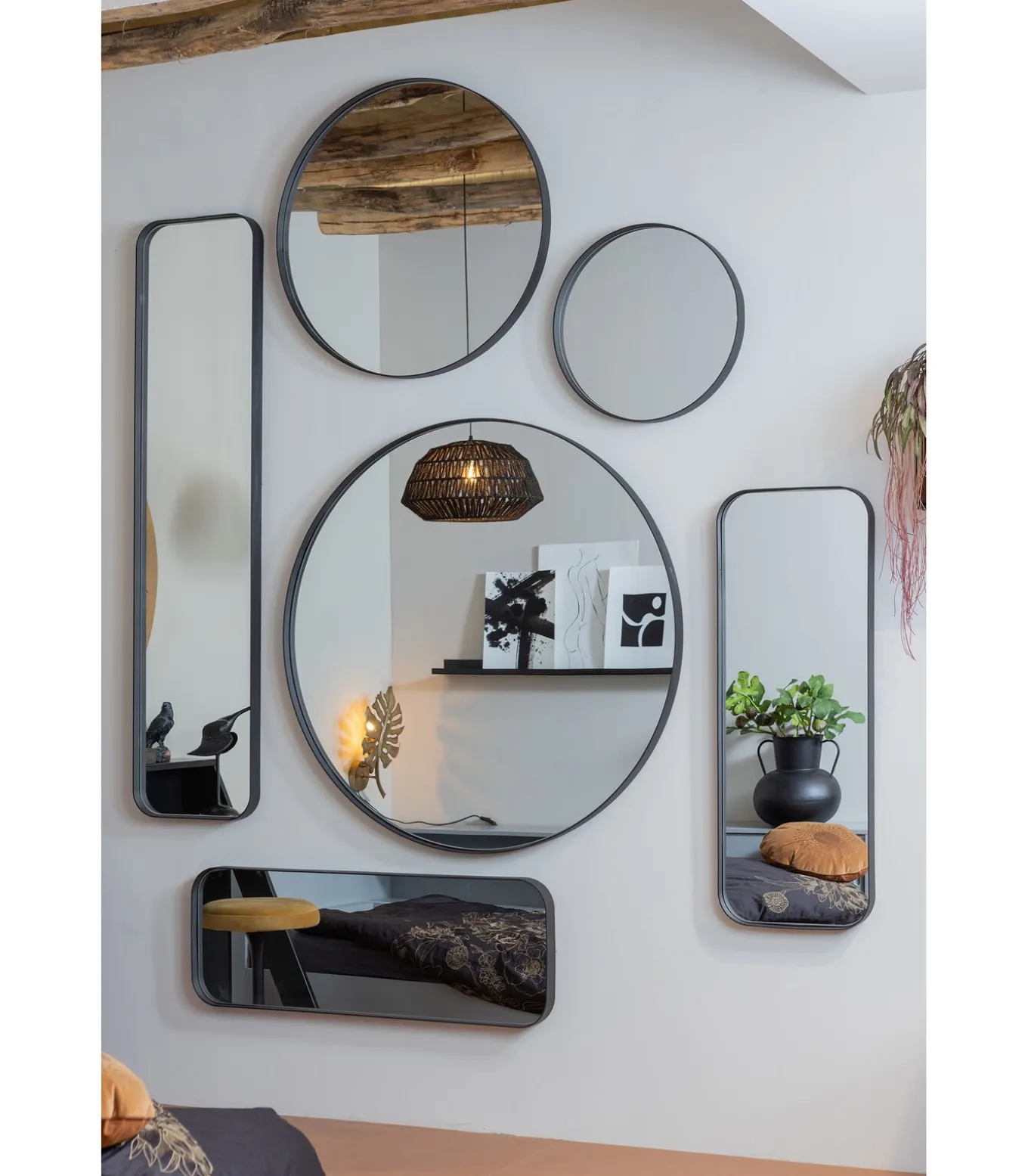 Doutzen Spiegel - Metaal - Zwart - 50x50x5