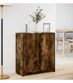 Dressoir met LED 77x34x85 cm bewerkt hout gerookt eikenkleurig