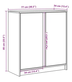 Dressoir met LED 77x34x85 cm bewerkt hout gerookt eikenkleurig