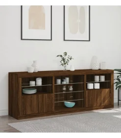 Dressoir met LED-verlichting 181,5x37x67 cm bruin eikenkleur