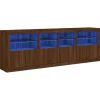 Dressoir met LED-verlichting 202x37x67 cm bruin eikenkleur