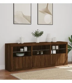 Dressoir met LED-verlichting 181,5x37x67 cm bruin eikenkleur