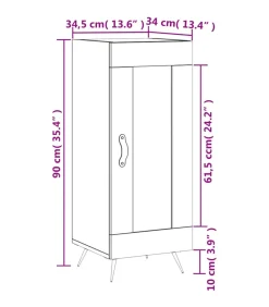 Dressoir 34,5x34x90 cm bewerkt hout gerookt eiken