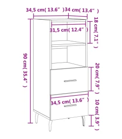 Dressoir 34,5x34x90 cm bewerkt hout sonoma eiken