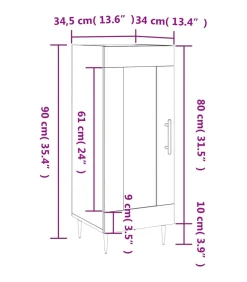 Dressoir 34,5x34x90 cm bewerkt hout grijs sonoma eikenkleurig
