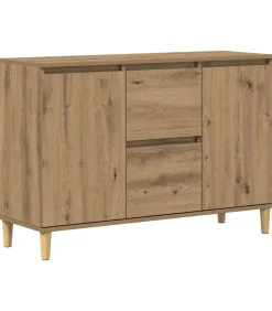 Dressoir 102x35x70 cm bewerkt hout artisanaal eikenkleurig
