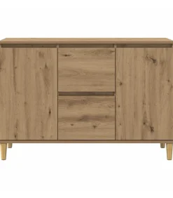 Dressoir 102x35x70 cm bewerkt hout artisanaal eikenkleurig