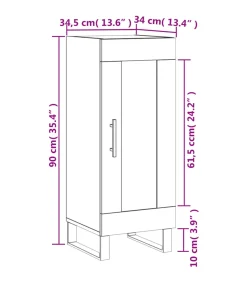 Dressoir 34,5x34x90 cm bewerkt hout bruin eikenkleur