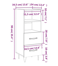 Dressoir 34,5x34x90 cm bewerkt hout gerookt eiken