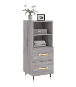 Dressoir 34,5x34x90 cm bewerkt hout grijs sonoma eikenkleurig