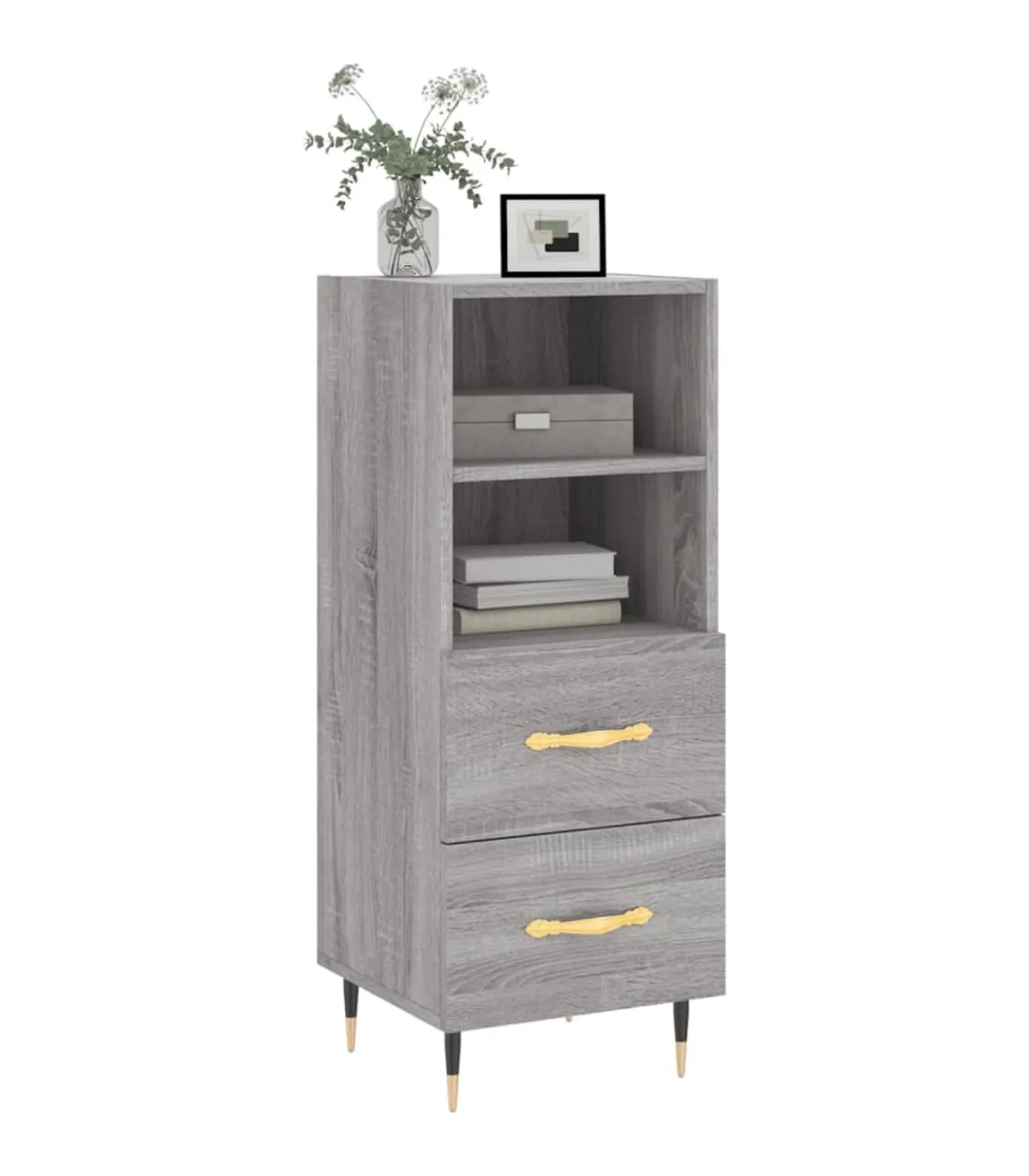 Dressoir 34,5x34x90 cm bewerkt hout grijs sonoma eikenkleurig