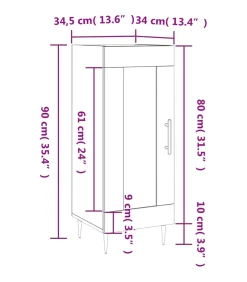 Dressoir 34,5x34x90 cm bewerkt hout betongrijs