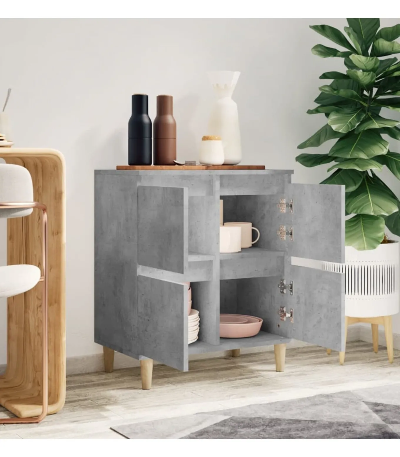 Dressoir 60x35x70 cm bewerkt hout betongrijs