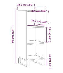 Dressoir 34,5x32,5x90 cm bewerkt hout gerookt eikenkleurig