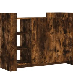 Dressoir 100x35x75 cm bewerkt hout gerookt eikenkleurig