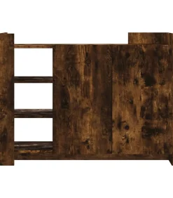 Dressoir 100x35x75 cm bewerkt hout gerookt eikenkleurig