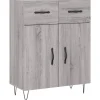 Dressoir 69,5x34x90 cm bewerkt hout grijs sonoma eikenkleurig