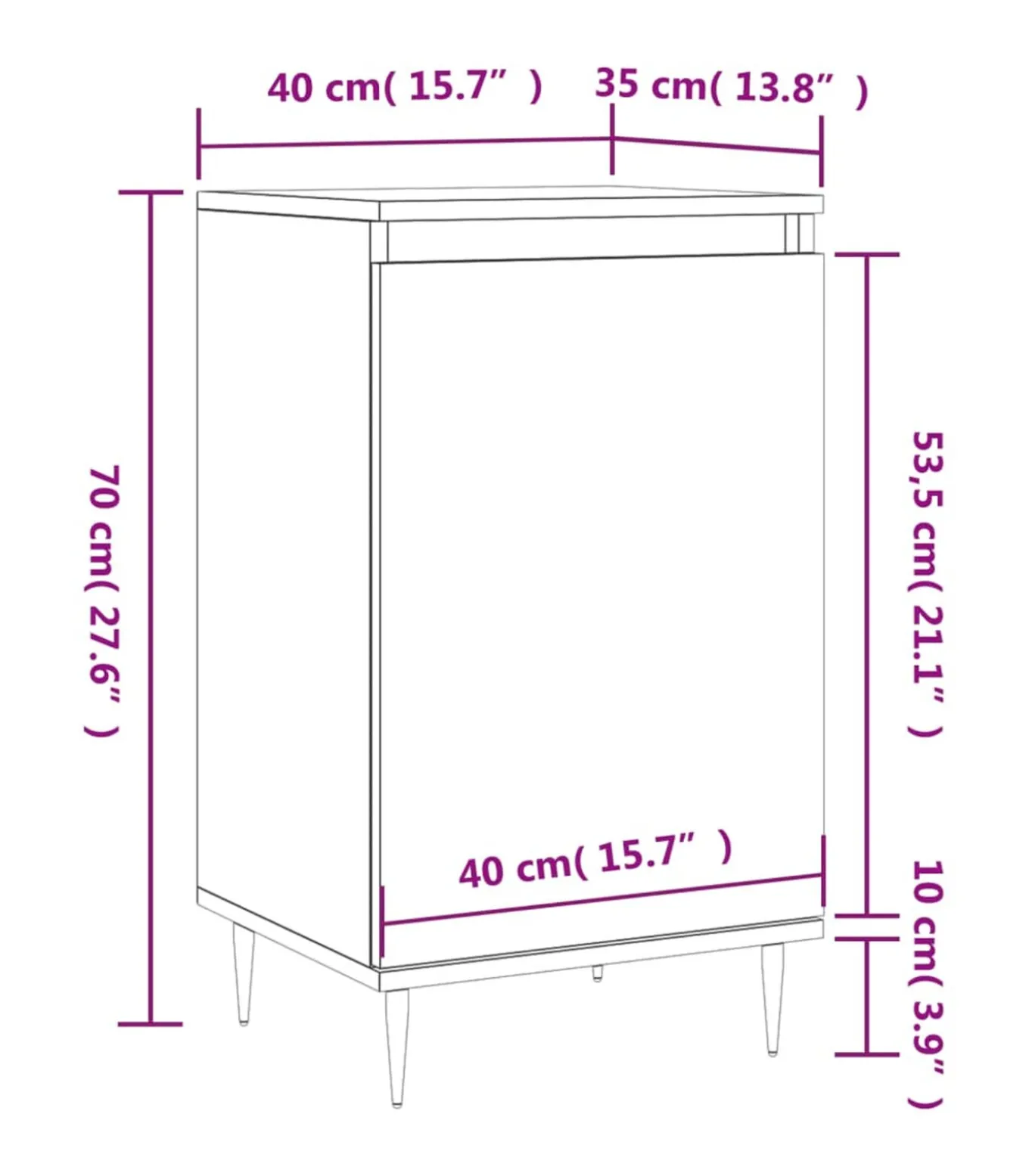 Dressoir 40x35x70 cm bewerkt hout gerookt eikenkleurig