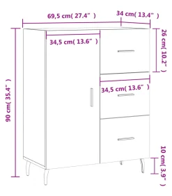 Dressoir 69,5x34x90 cm bewerkt hout betongrijs