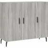 Dressoir 90x34x80 cm bewerkt hout grijs sonoma eikenkleurig