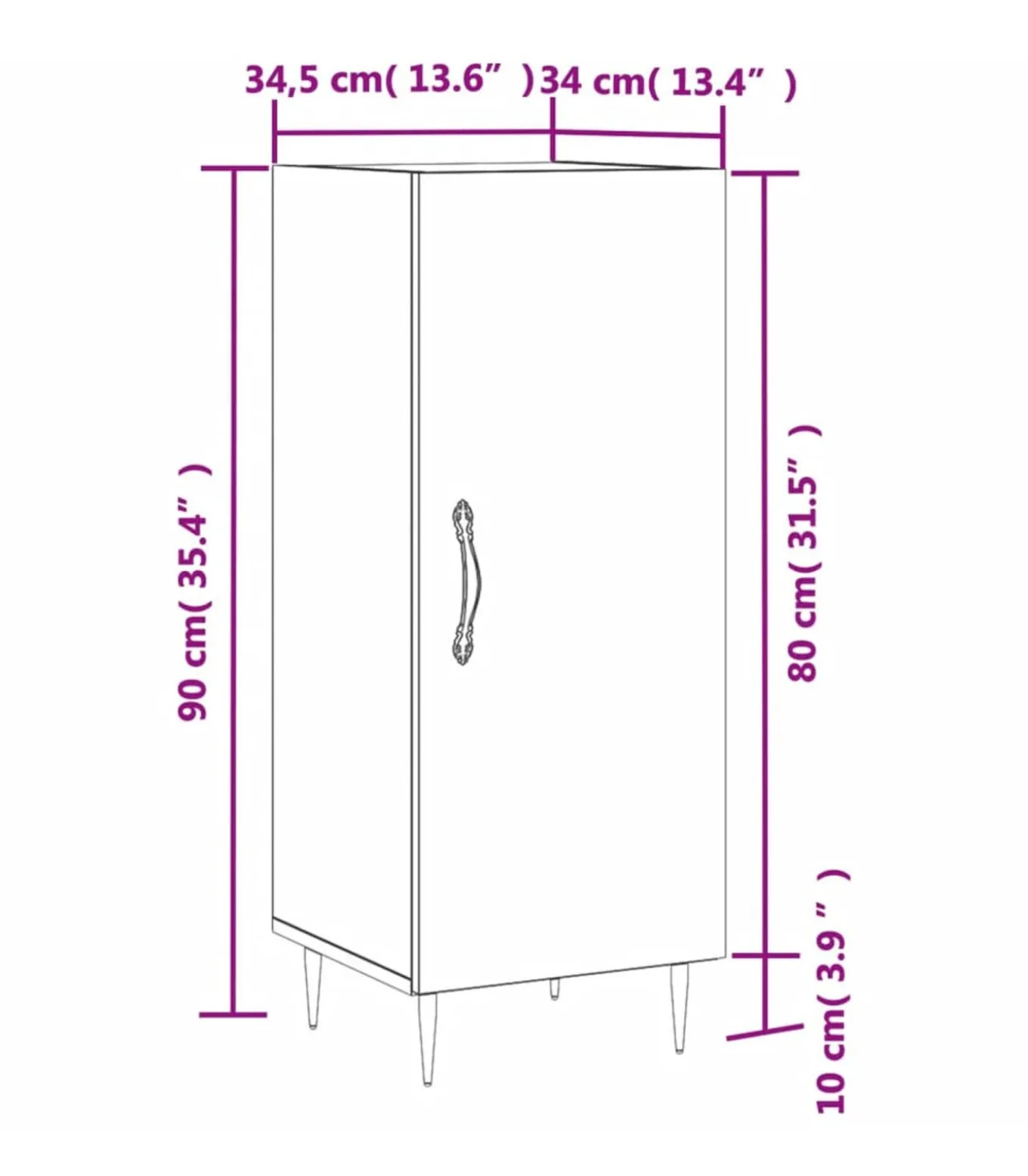 Dressoir 34,5x34x90 cm bewerkt hout gerookt eiken