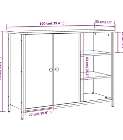 Dressoir 100x33x75 cm bewerkt hout sonoma eikenkleurig