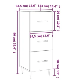 Dressoir 34,5x34x90 cm bewerkt hout grijs sonoma eikenkleurig