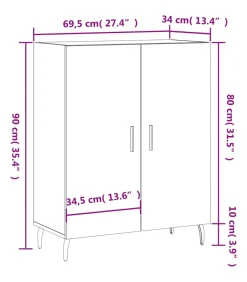 Dressoir 69,5x34x90 cm bewerkt hout betongrijs