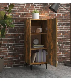 Dressoir 34,5x34x90 cm bewerkt hout gerookt eikenkleurig