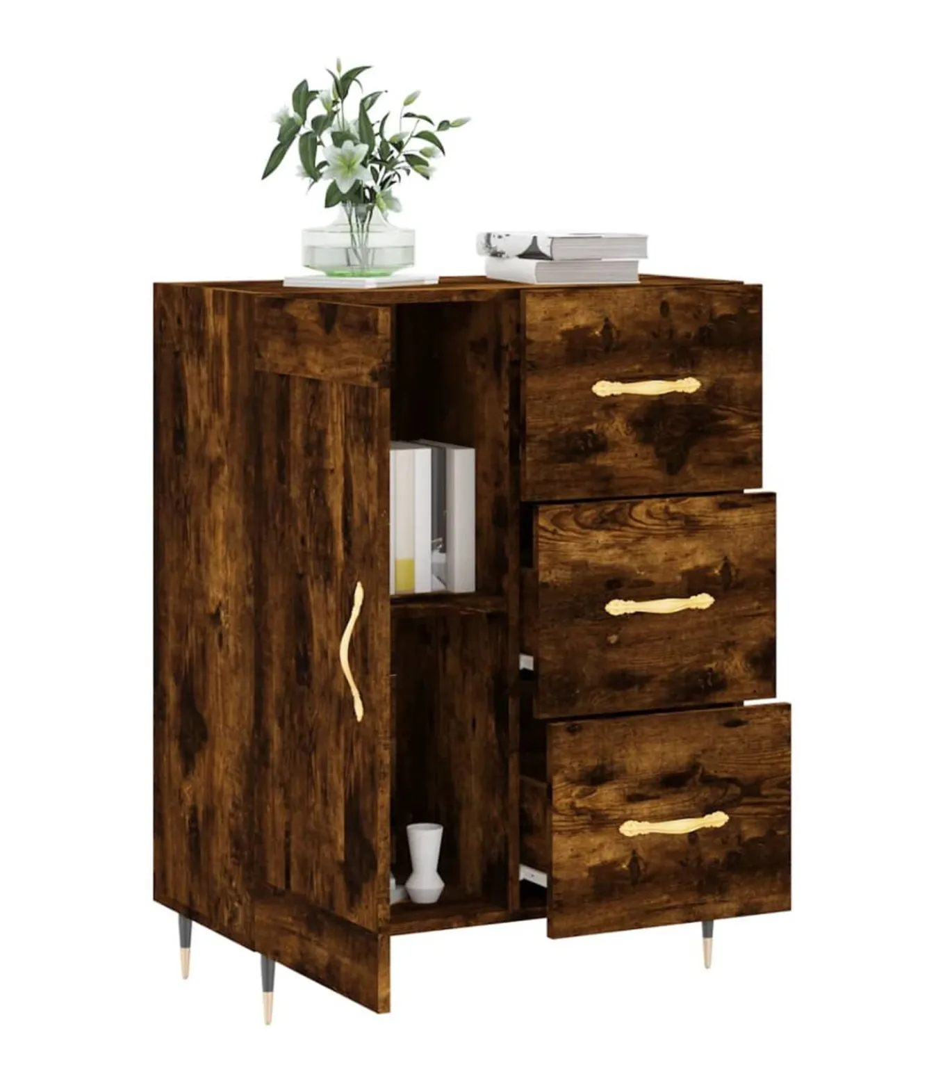 Dressoir 69,5x34x90 cm bewerkt hout gerookt eikenkleurig