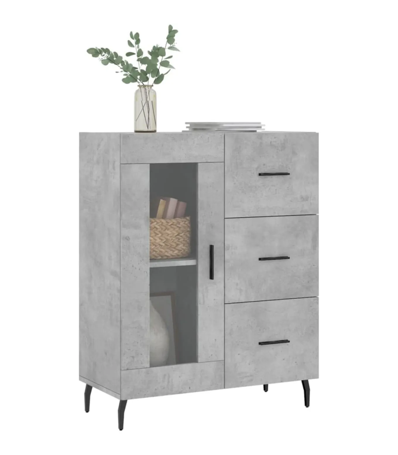 Dressoir 69,5x34x90 cm bewerkt hout betongrijs