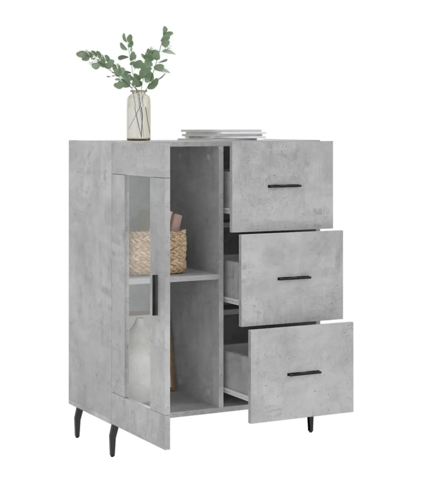 Dressoir 69,5x34x90 cm bewerkt hout betongrijs